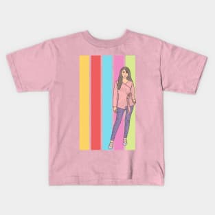 Long hair lady Pastel Candy Collection Kids T-Shirt